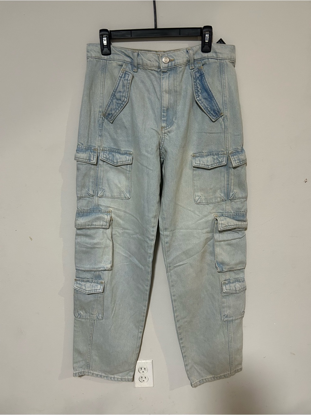 Zara Multi-Pocket Cargo Utility Jeans Light Wash - NWOT size 6 #511